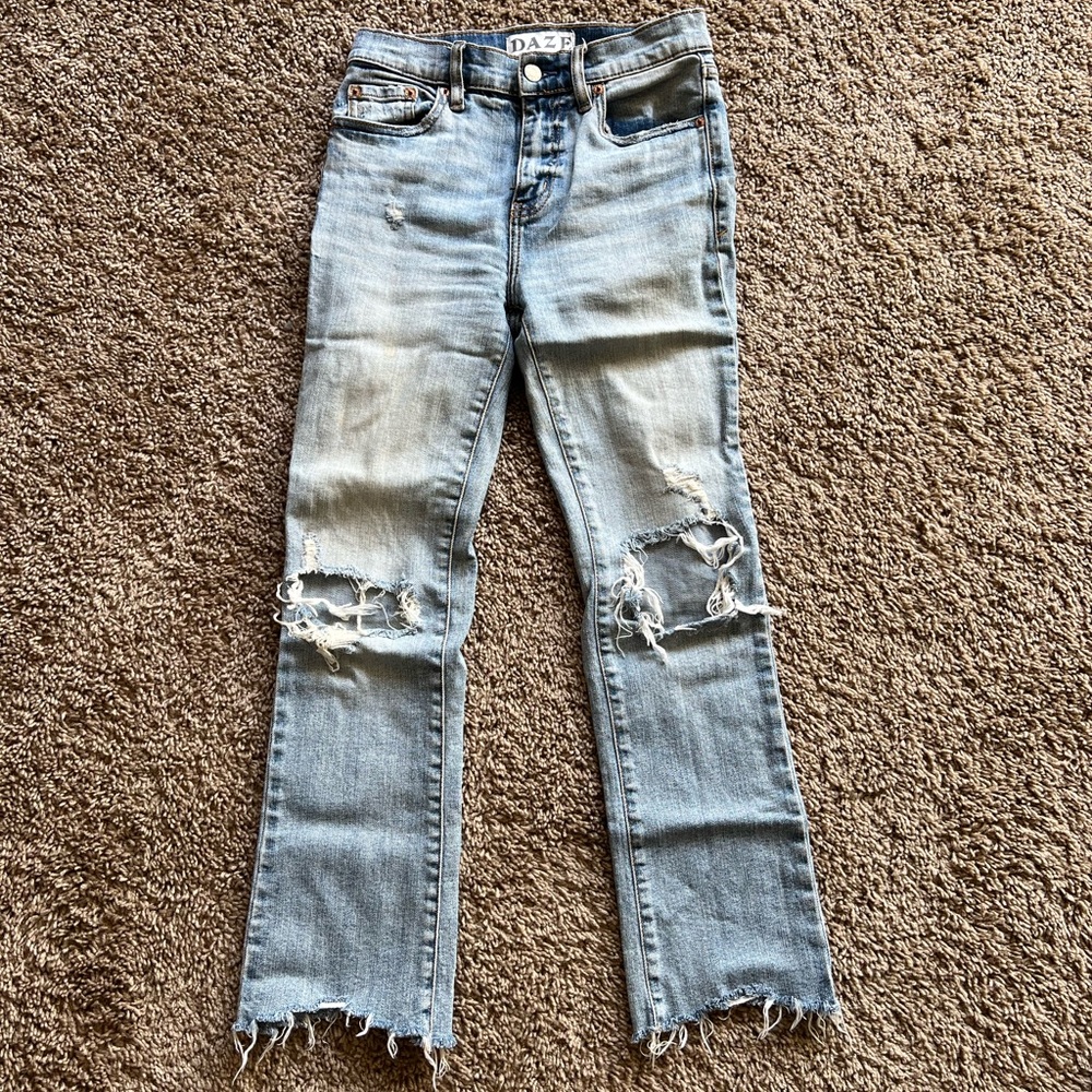 Daze straight leg ripped high waisted jeans